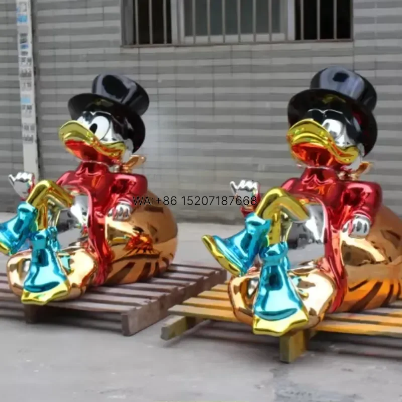 Wmwmnu Custom High Quality Cartoon Duck Resin Statue Fiberglass Figure Sculpture for Home Decoration