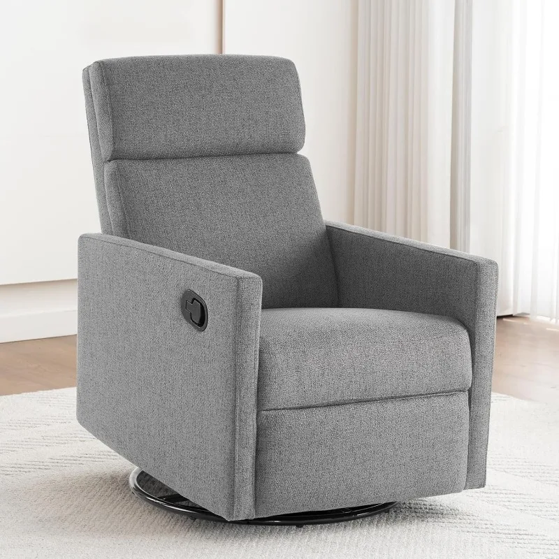 Swivel Rocker Recliner Chair for Adults,Glider Rocking Recliner Nursery Chair with Large Footrest for Living Room