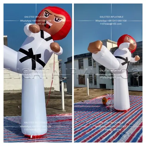 Doll /Inflatable Karate Advertising,Promotion Supper Kicking Boy Out Inflatable Taekwondo Figure For