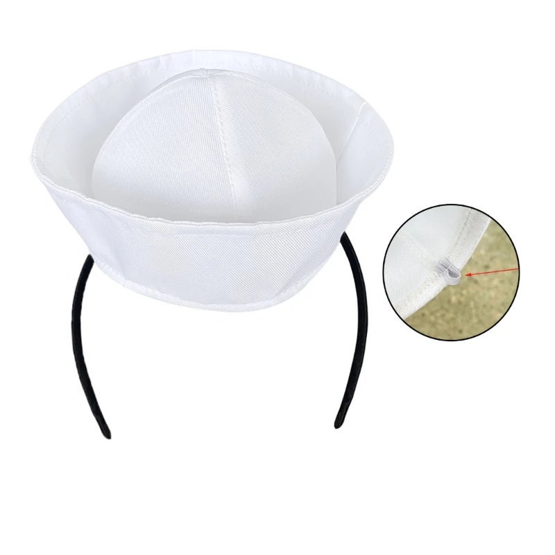 Y166 Chapeau capitaine marin blanc, bandeau, Costume Costume pour adultes, Costume Cosplay, chapeaux capitaine