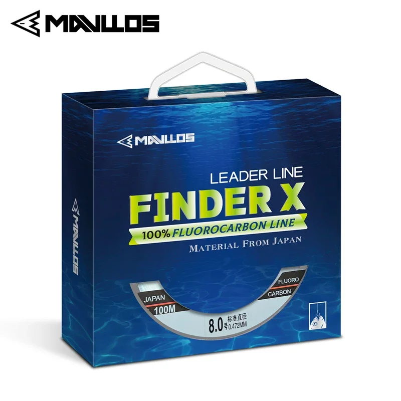 Mavllos Finder X 100% Fluorocarbon Fishing Line 50/100m Leader Fluorocarbon Line Carbon Monofilament Sink Fishing Line Invisible