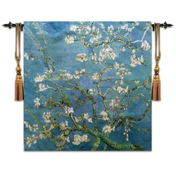 Belgian jacquard wall hanging tapestry van Gogh canvas tapestry living room bedroom mural cloth home painting fabric Apricot