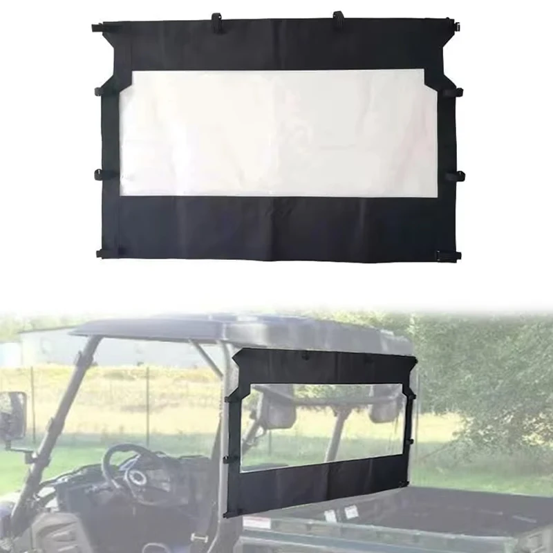 UTV Rear Full Windshield with Zipper Back Window Clear Soft Windshield for Rhino 450 660 700 Massimo 500 700 MSU500 Axis 500 700