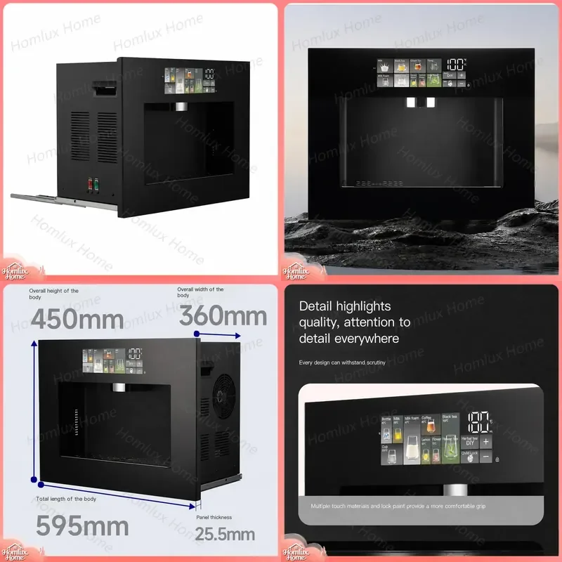 Built-in Hot and Cold Water Dispenser with Compressor Cooling Touch Screen Water Purifier Wall Mounted Household Drinking