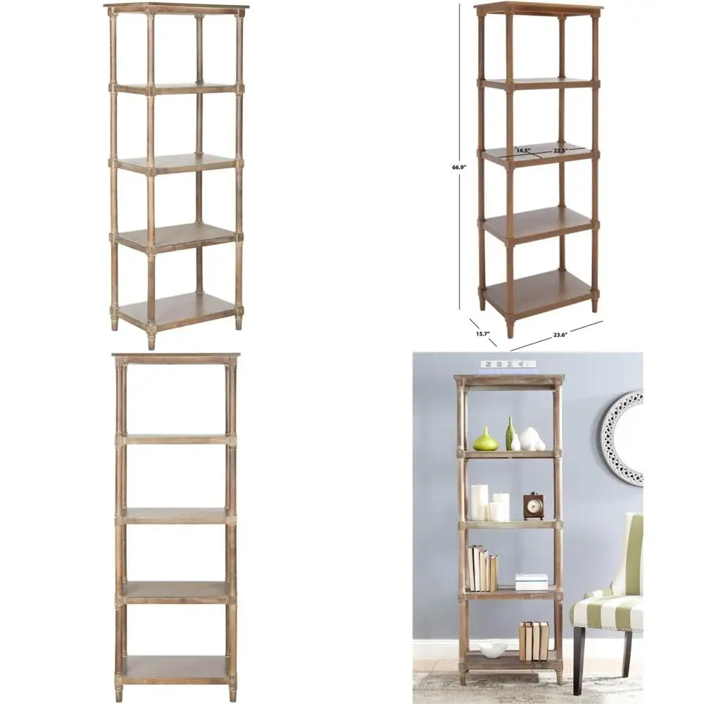 Safavieh American Homes Odessa Grey 5-Shelf Bookcase in Sepia Finish