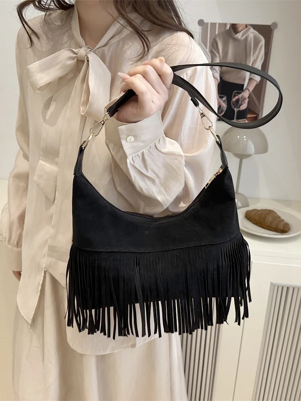 

Trendy Underarm Bag Women's Single oulder Crossbody Fringe Bag Quali Texture Summer New Sle Korean Leisure Handbag