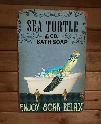 Sea Bath Soap  Metal Wall Sign Animal Poster