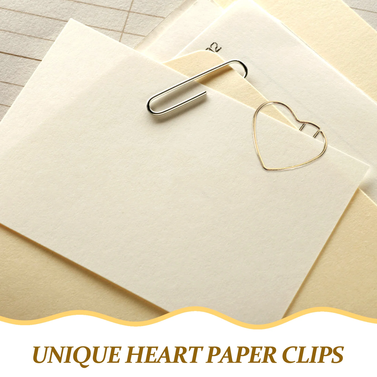 

50pcs Heart Paper Clips Golden Cute Office Supplies Document Organizer Gifts Scrapbook Heart Paperclips Decorative