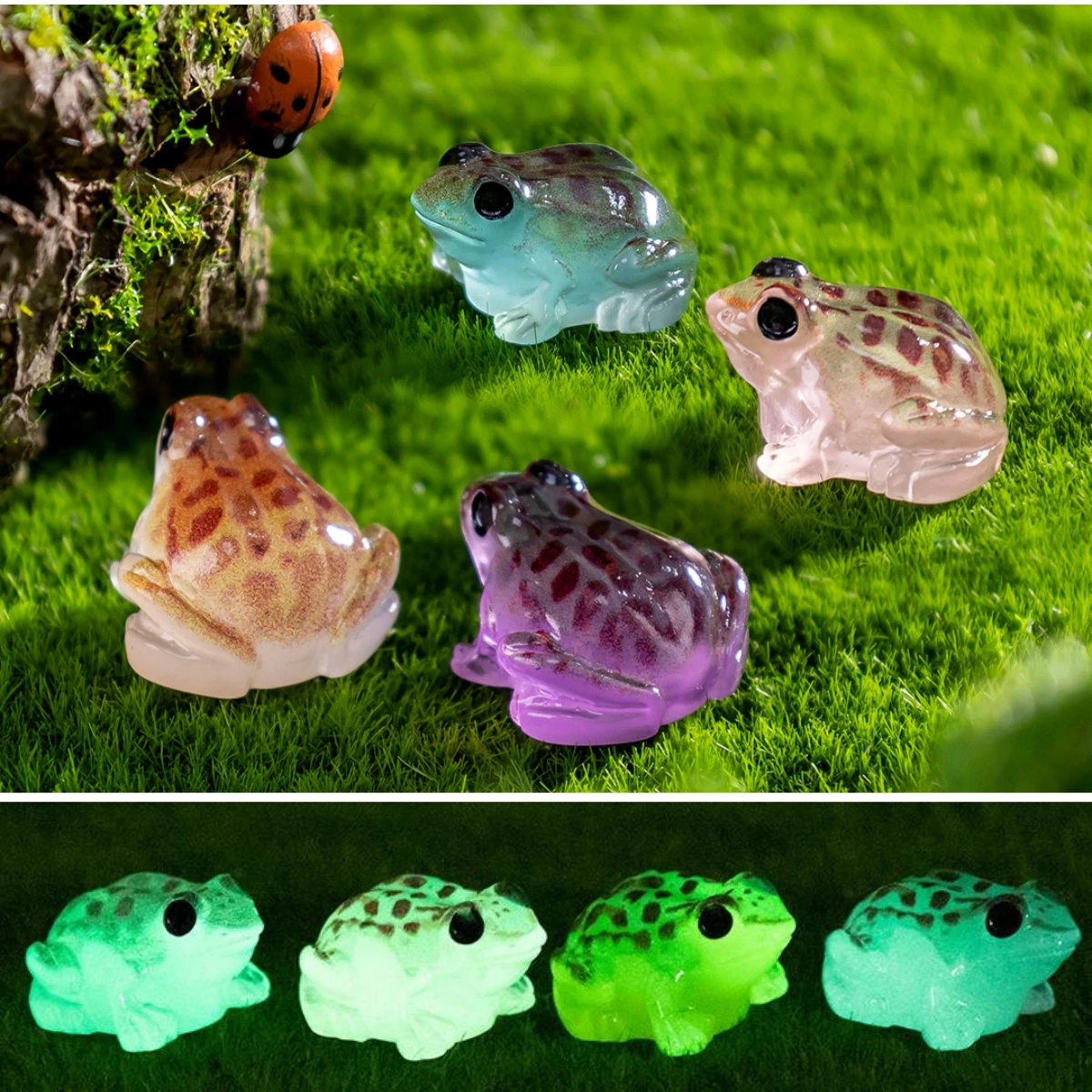 Miniature Mini Luminous Glowing in The Dark Animal Mushroom Figurines Landscape Dollhouse Home Decor Fairy Garden Accessories