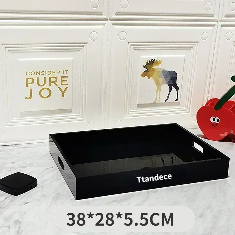 

New arrival Big brand logo Acrylic skin care products lipstick desk storage tray storage box cosmetics dresser storage box