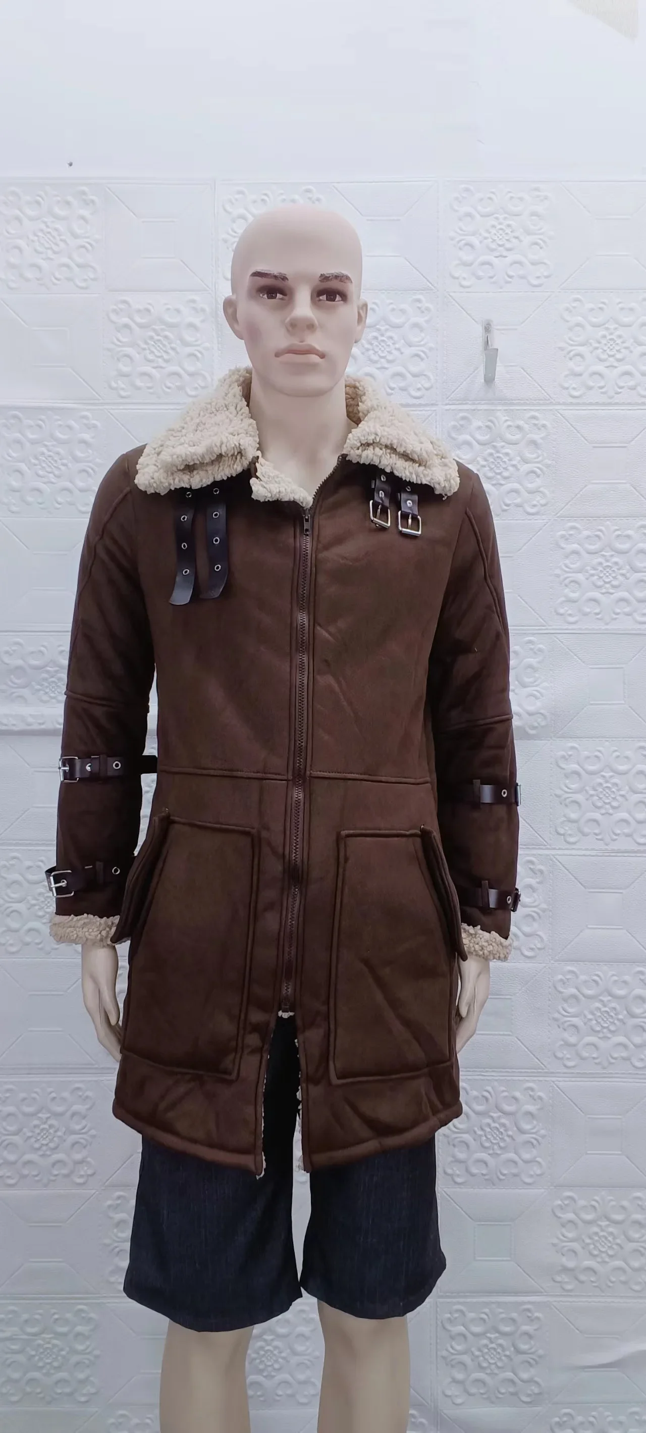 Men Winter New Imitation Leather Velvet Men\'s Coat Popular Thickened Coat Jacket Long Sleeve