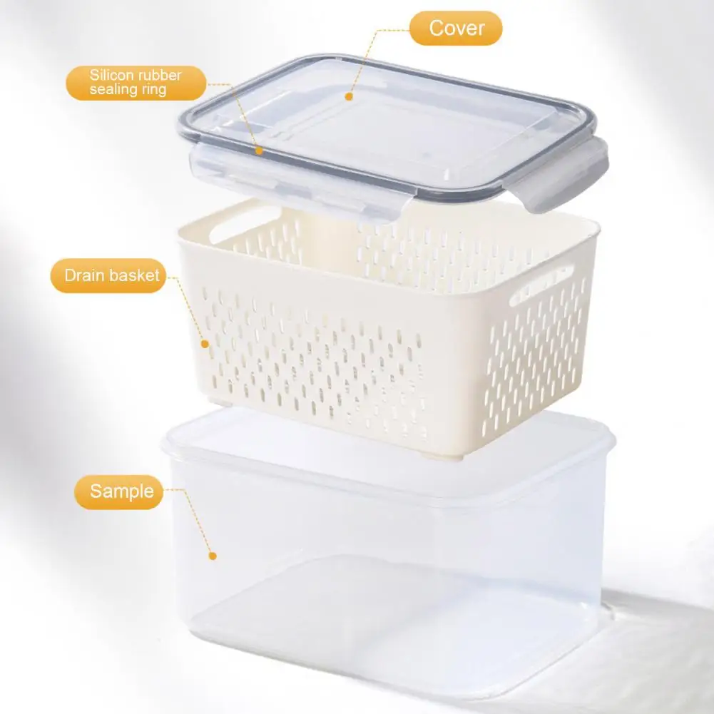 Organizador De Armazenamento De Carne Empilhável, Recipiente De Armazenamento De Frutas, Refrigerador Crisper Containers, Colanders Removíveis, Bpa Livre