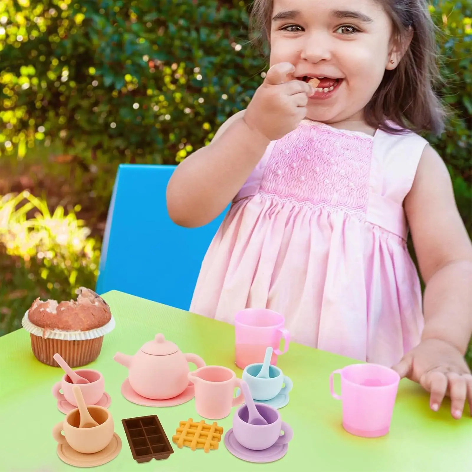 Conjunto de chá das crianças brinquedos silicone grau alimentício bebê playhouse simulação bule xícara de chá conjunto brinquedos para meninas para jogar brinquedos de cozinha