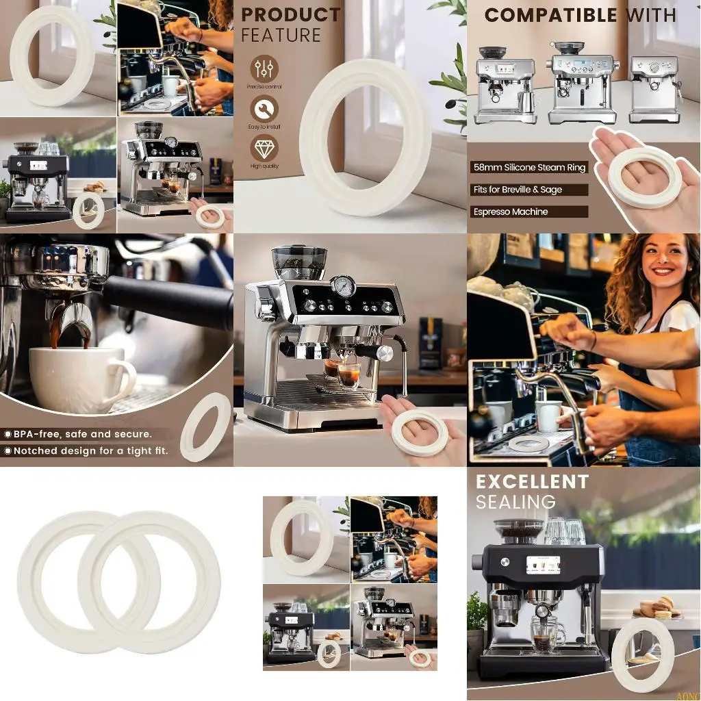 A0NC 2 PCS 58mm Silicone Steam Ring لـ 9 Series 900 920 980 990 Coffee Machine