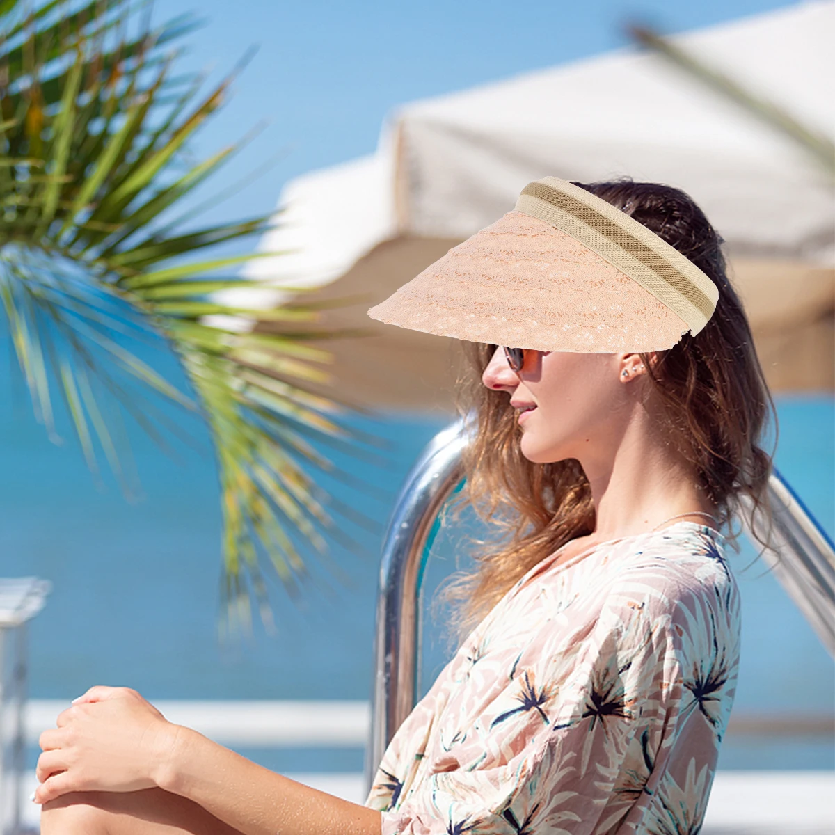

Sun Protection Hat Women Big Brim Japanese Beach Vacation Outdoor Sunscreen Ladies Summer Hollow Cap Lace Wide Brim