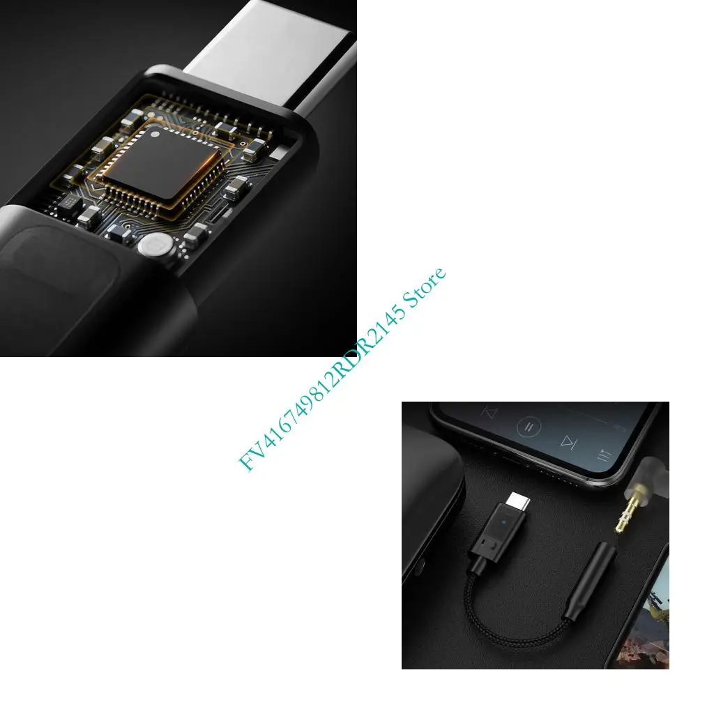 B2EF AM02 مضخم فك التشفير المحمول USB C إلى 3.5 مم محول الصوت