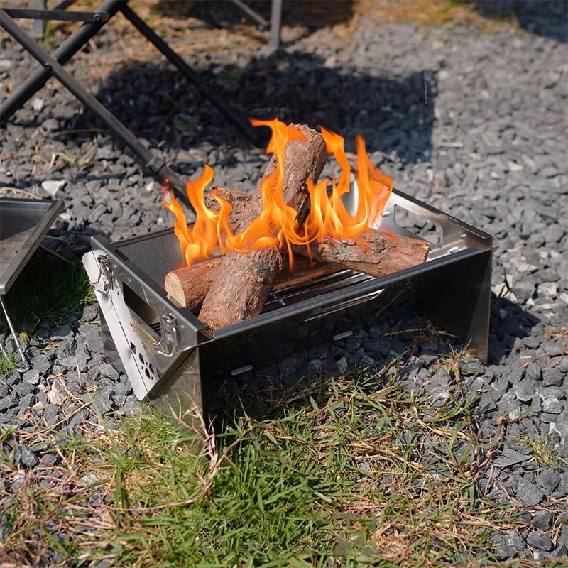 Откидной гриль-барбекю Гриль для кемпинга Перевертает верхнюю решетку для барбекю Могут перевернуть на 360° °   Через ручку, угольный гриль из нержавеющей стали Fo