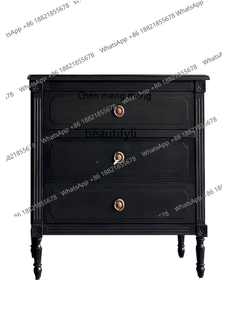 

] Black Retro Bedside/Bedroom Bedside Cabinet Retro Storage Cabinet