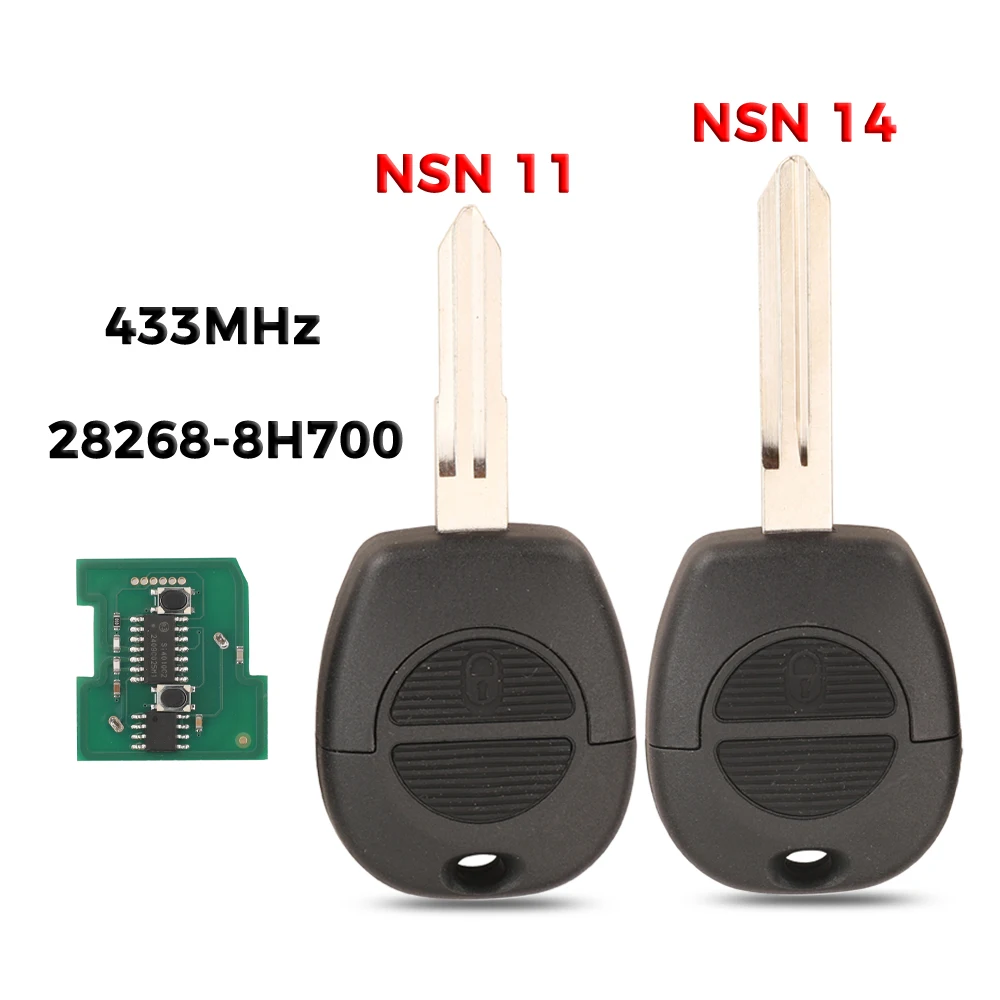 

jingyuqin 433MHz 28268-8H700 For Nissan Patrol Navara X-Trail Serena Primera Micra Almera ID46 Chip Control Remote Car Key Fob