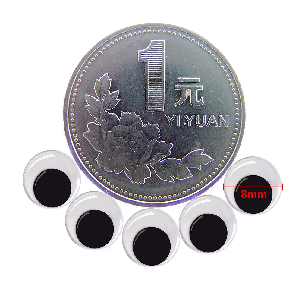 

100pcs Adhesive Wiggle 1.5Cm Black White Self-Sticking Moving Eyes For Crafts Diy Scrapbooking Funny Gag Wobbly Eyes For