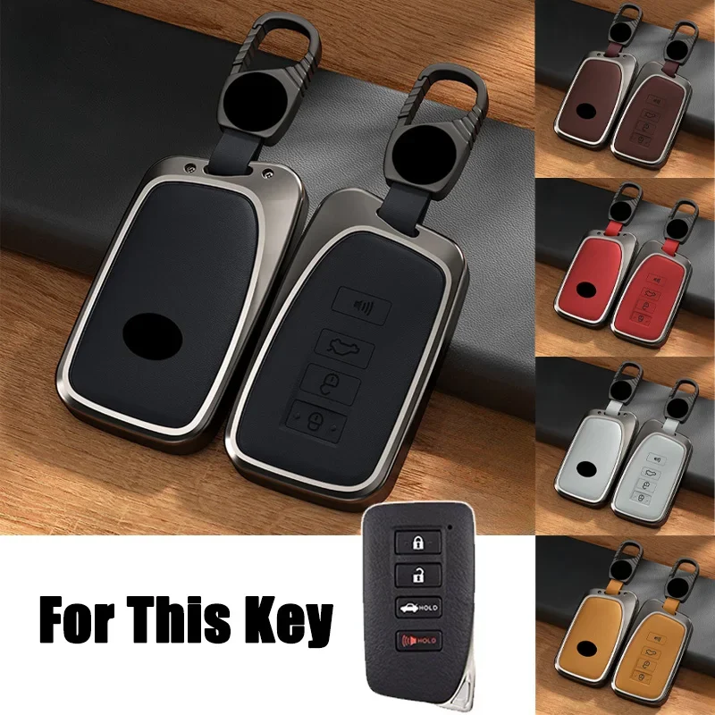 Aluminum Alloy Leather Car Remote Smart Key Fob Case Cover Holder Bag With Keychian For Lexus IS GS RX ES NX LS RC LX