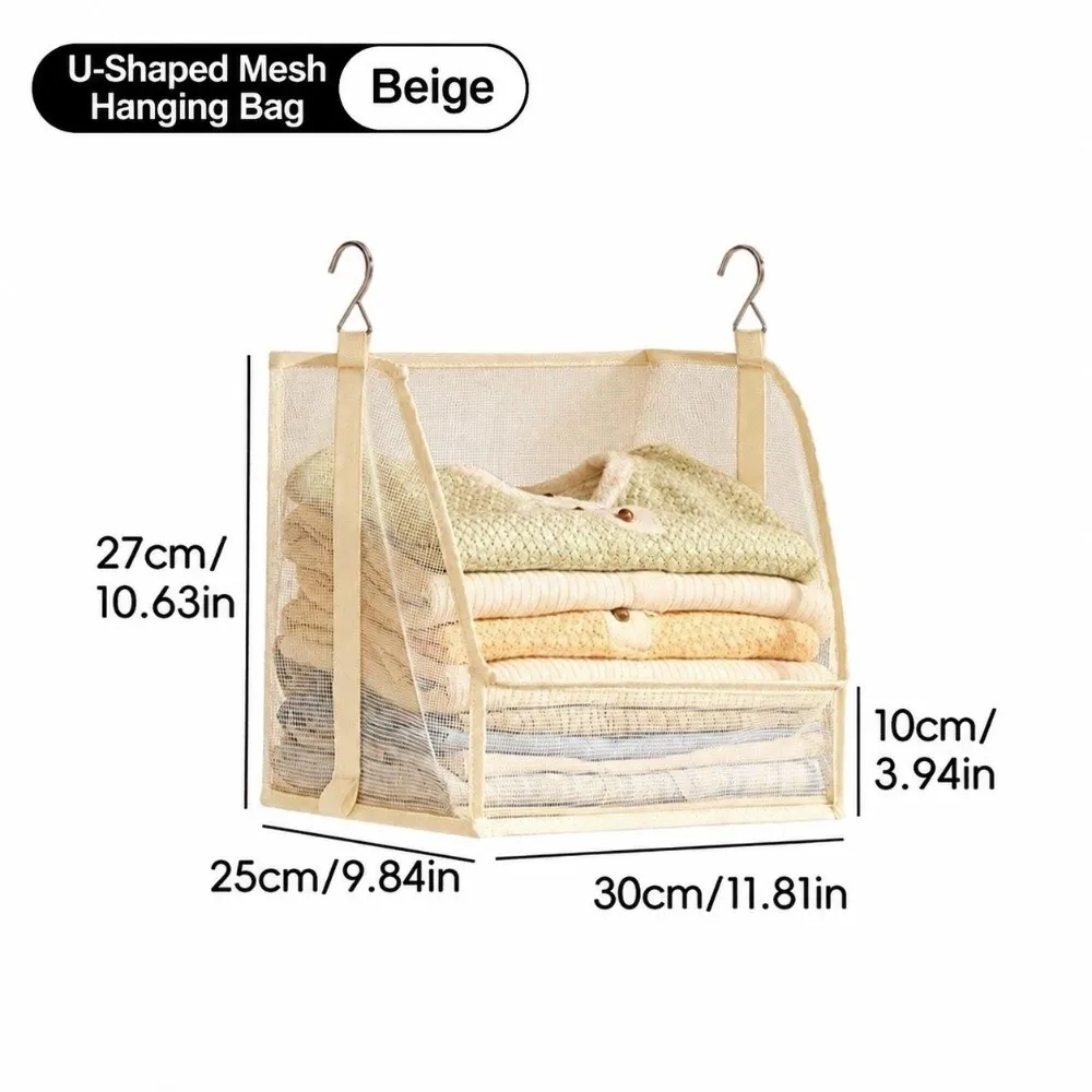 Plastic Mesh Hanging Storage Basket Stackable Detachable Wardrobe Hanging Basket Open Front Hanging Closet Organizer Wardrobe