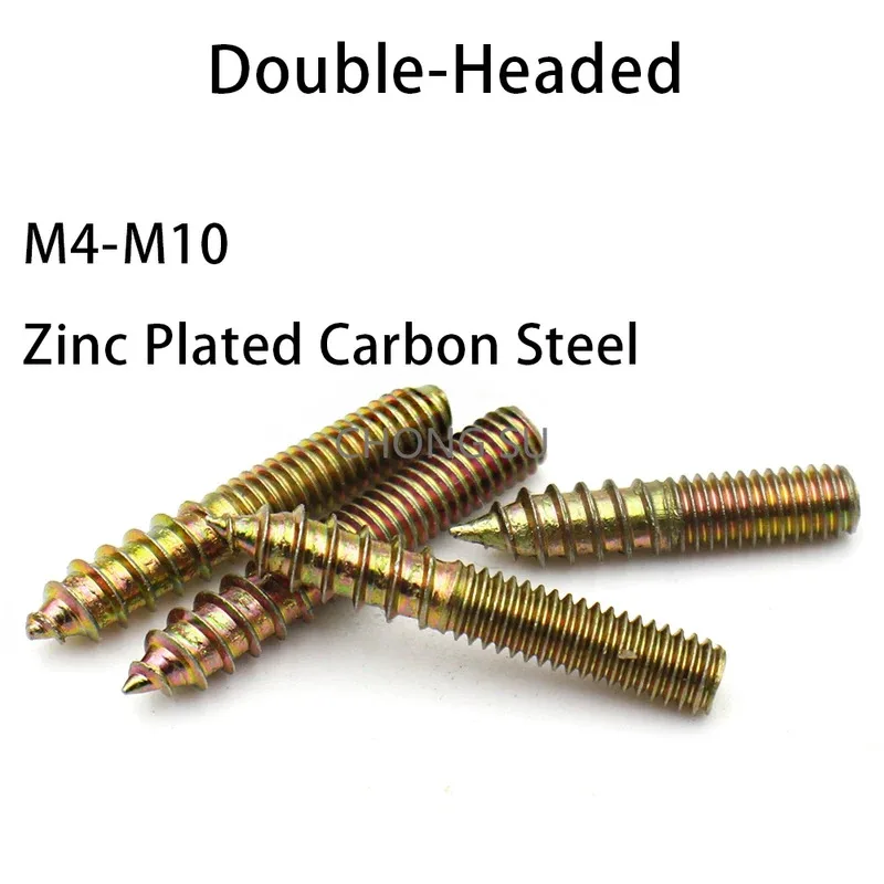 

M4 M5 M6 M8 M10 Zinc-Plated Hex Socket Head Self-Tapping Double-Ended Furniture Assembly Screw Pointed Tip Sofa Staircase Bolt