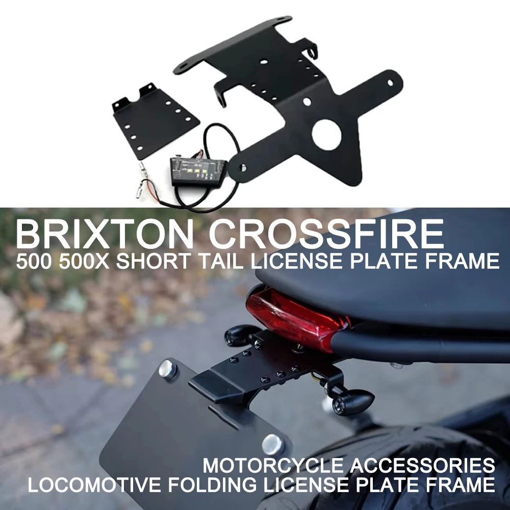 

For Brixton Crossfire 500 500X Short Tail License Plate Frame Motorcycle Accessories Locomotive Folding License Plate Frame