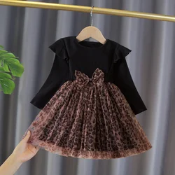 2024 Autumn Dress Kids Spring Clothes Elegant Girls Long Sleeves Casual Clothing for 3-8Y Children Birthday Party Princess Dress