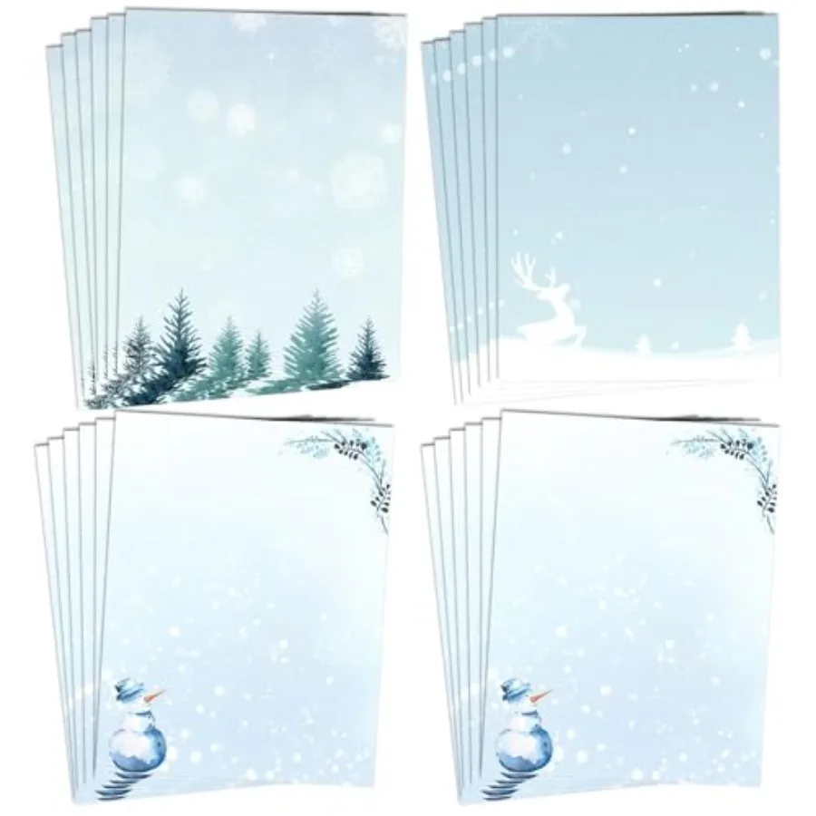 

Stationery Paper Letterhead, Blue Snow Holiday Letters, Holiday Events Village Holiday Stationery For Writing Letters Office In