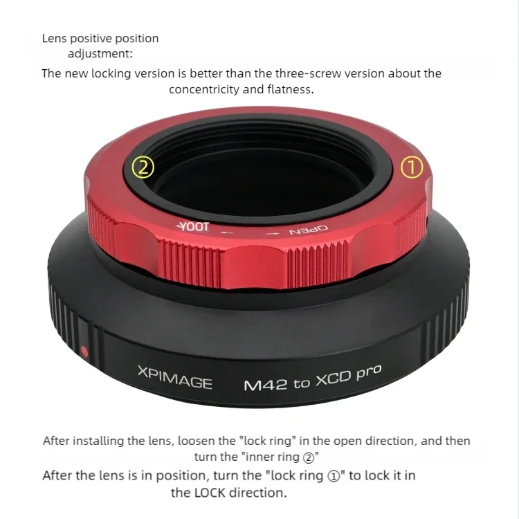 XPimage M42-XCD Manual Focus Lens Adapter for M42 Mount Lens to Hasselblad X Mount Camera X1D/X2D/X1DII/907X 50C/907X 100C