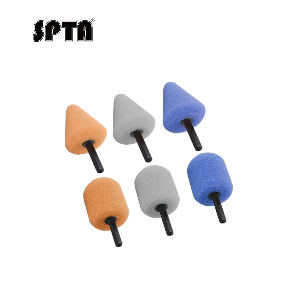 SPTA 5Pcs Cylinder Cone 3mm Hex Shank Mini Polishing Ball Detailing Pads Quick Connect for PT101 Flexible Shaft