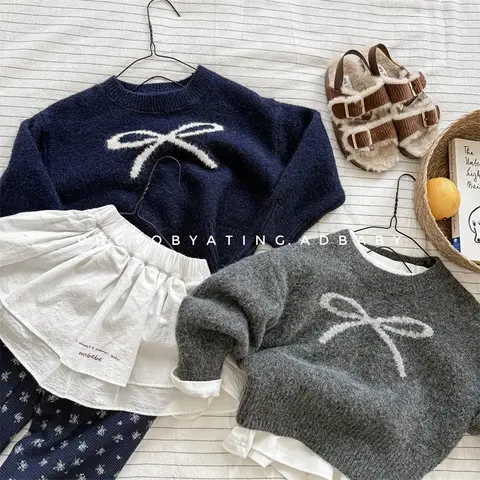 여아용 한국 스웨터 상의 니트 스웨터, 용수철 아동복, 용수철 및 가을 아동복, 용수철 의류, 2025