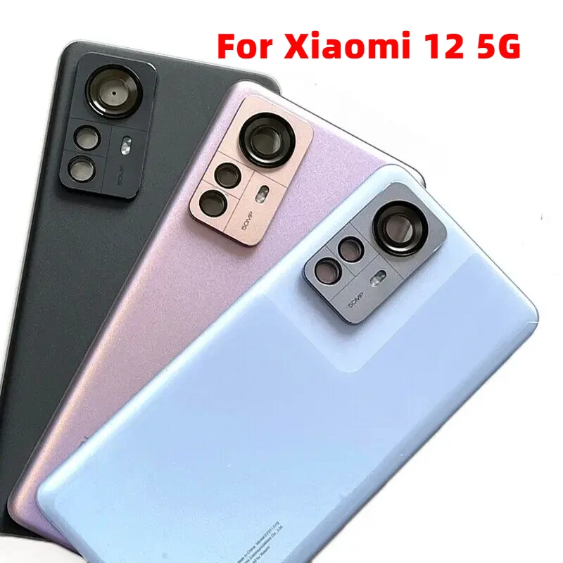 New Rear Back Cover Glass For Xiaomi 12 5G Mi12 Battery Cover Door Housing With Camera Lens