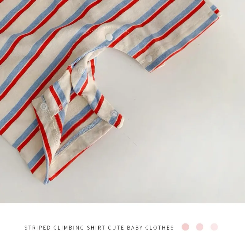 Strampler Kinder Sommer Neuer Stil Unisex Baumwolle Streifen Regenbogen Leicht Aktiv Weich Atmungsaktiv Mode Lässig Aktiv