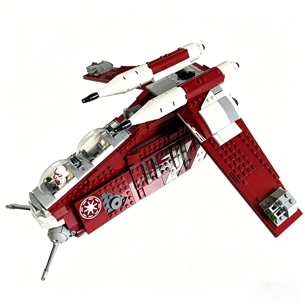 MOC Kreatives Bausteinset: Transportflugzeug, Republic Dropship, Gunship – Bausteine für Erwachsene, Geburtstagsgeschenke, Festliche Partygeschenke