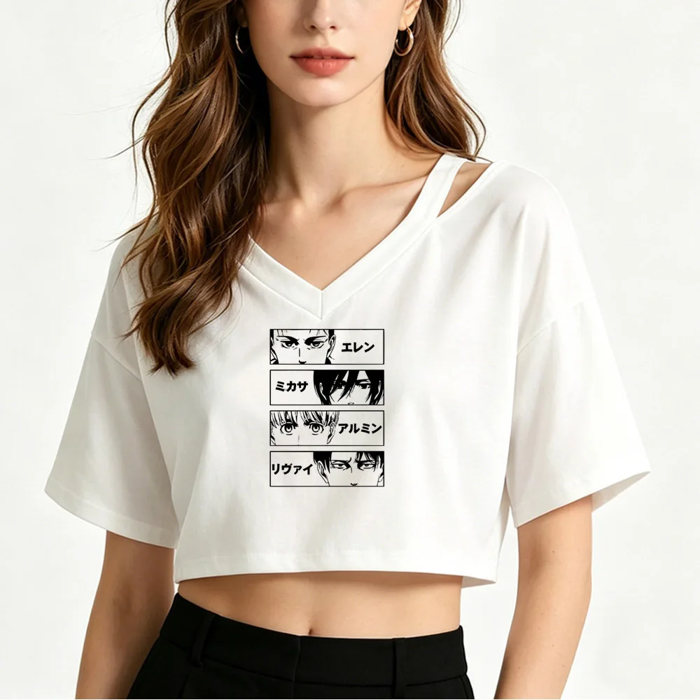 Attack on Titan cropped top shoujo emo y2k summer shirt cheap scene  emo grunge gyaru