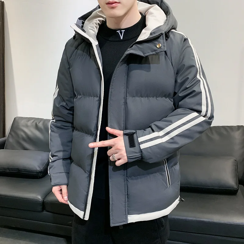 

Мужская зимняя новая утолщенная спортивная свободная хлопковая куртка с капюшоном в корейском стиле, повседневная теплая верхняя одежда