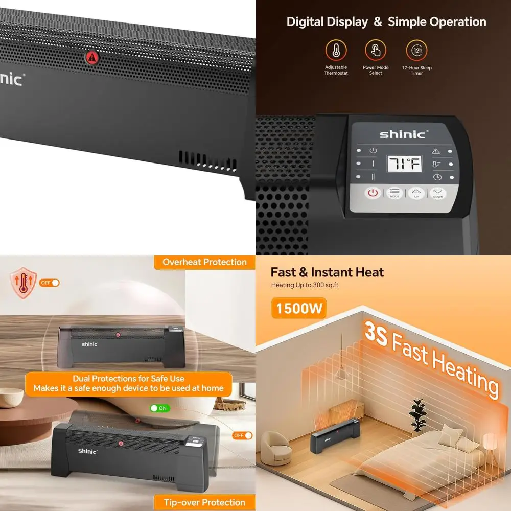 

Цифровой термостат, электрический плинтусный обогреватель 120 В с таймером, конвекцией, защитой от перегрева и опрокидывания, бесшумный, 1500 Вт/750 Вт, идентификатор