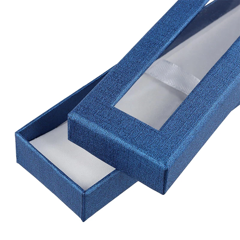 48Pcs Gift Pen Packaging Boxes Small Cardboard Paper Pencil Case Transparent Clear Lid Pens Box With PVC Windows