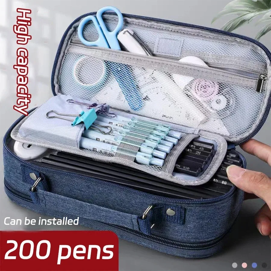 Portable Large Capacity Pencil Case Upper Pen Box Multifunctional Stationery Bag Boy Back to School Office Supplies Stationery