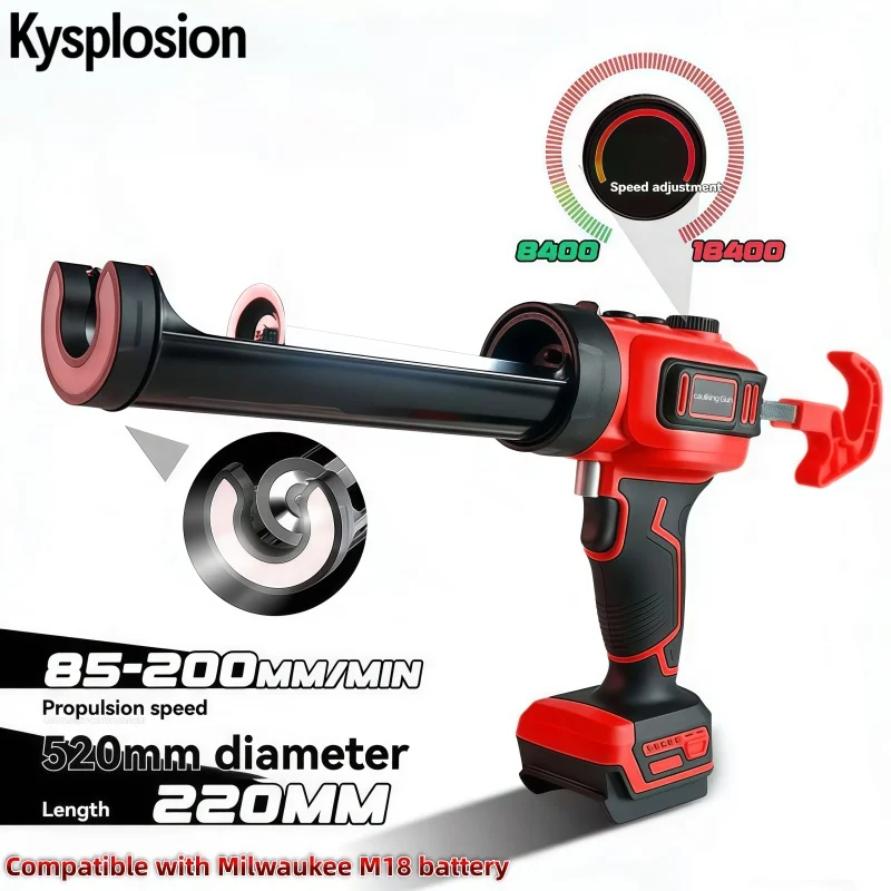

6 speeds LED Cordless Electric Caulking Gun for Milwaukee M18 Wireless Glass Glue Gun for Doors Windows Filling Sewing Gun