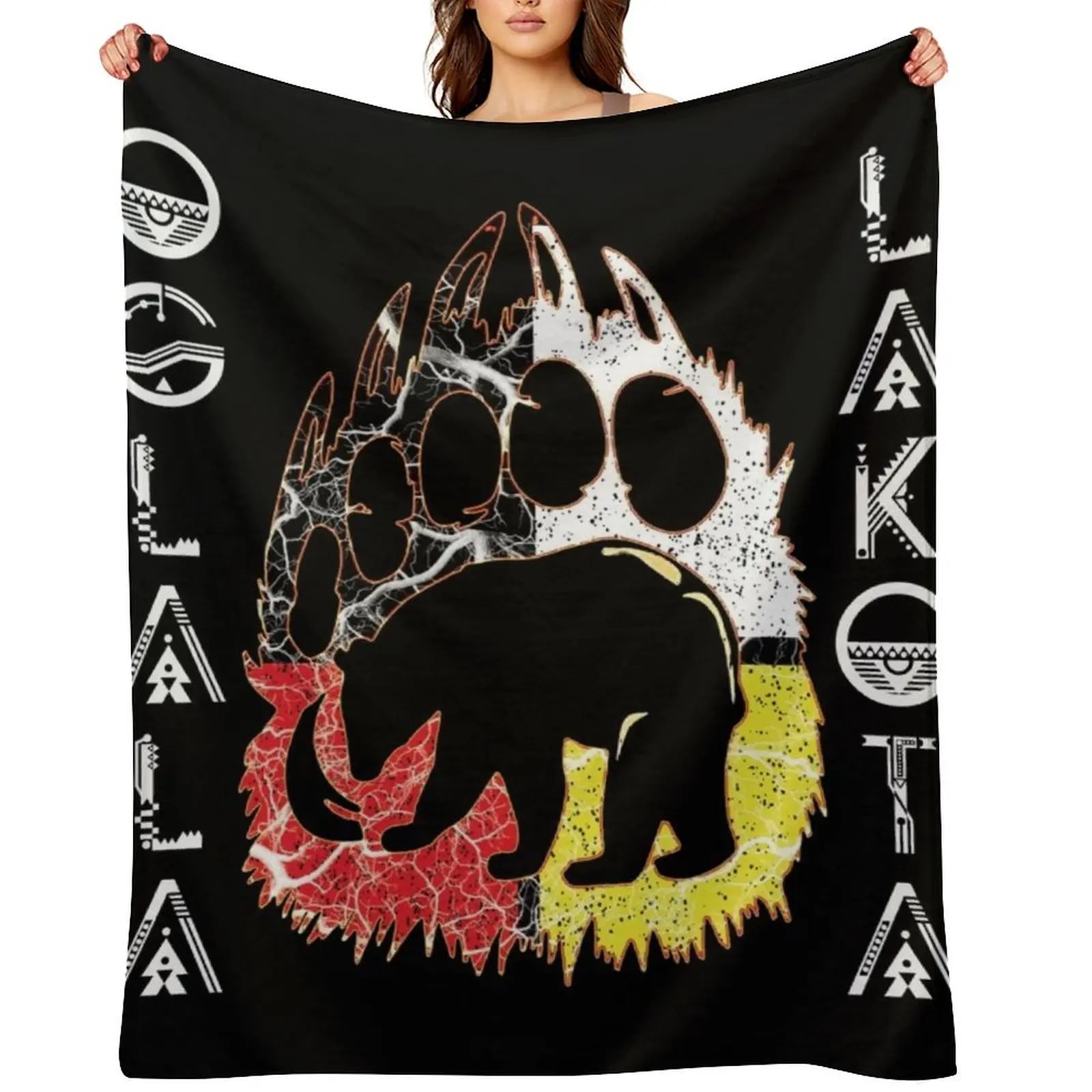 

Oglala Lakota Medicine Wheel Bear Paw Native Americans Throw Blanket Plaid on the sofa Beautifuls Comforter Furrys Blankets