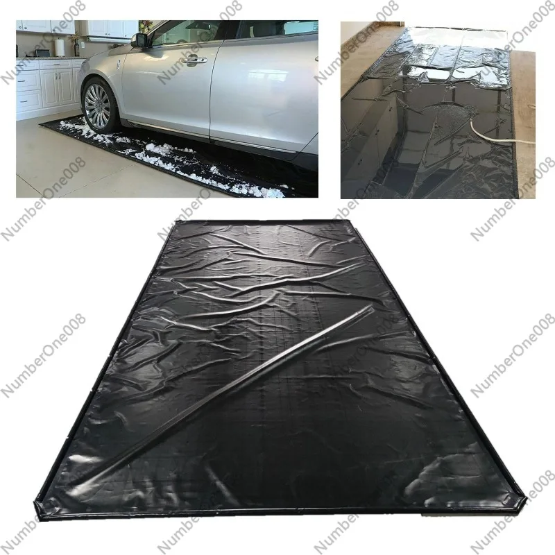 Durable Waterproof Garage Floor Mat, Car Wash Water Containment Pad with Raised Edge & Drain, for Indoor Use
