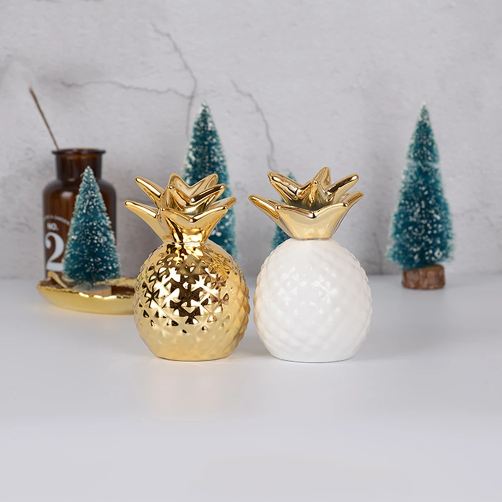 

Ceramic Pineapple Coin Bank Golden Decorative Money Saving Pot for Nursery Room Decoration Cartoon Style Piggy Bank