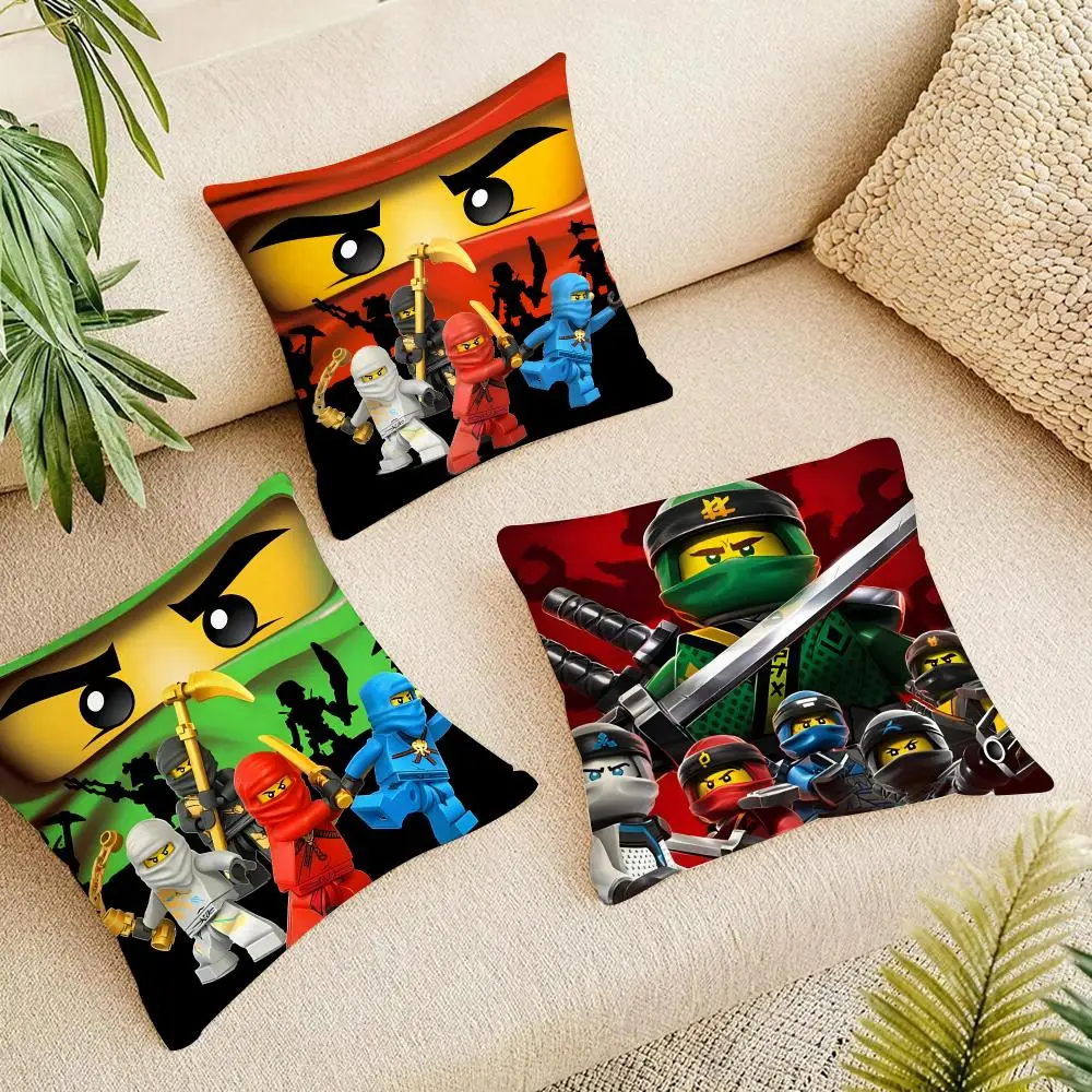 Cool Cartoon-N-Ninjago Cushion Cover Organic Linen Square Pillow Case Naturally Durable Hypoallergenic Gentle On Sensitive Skin