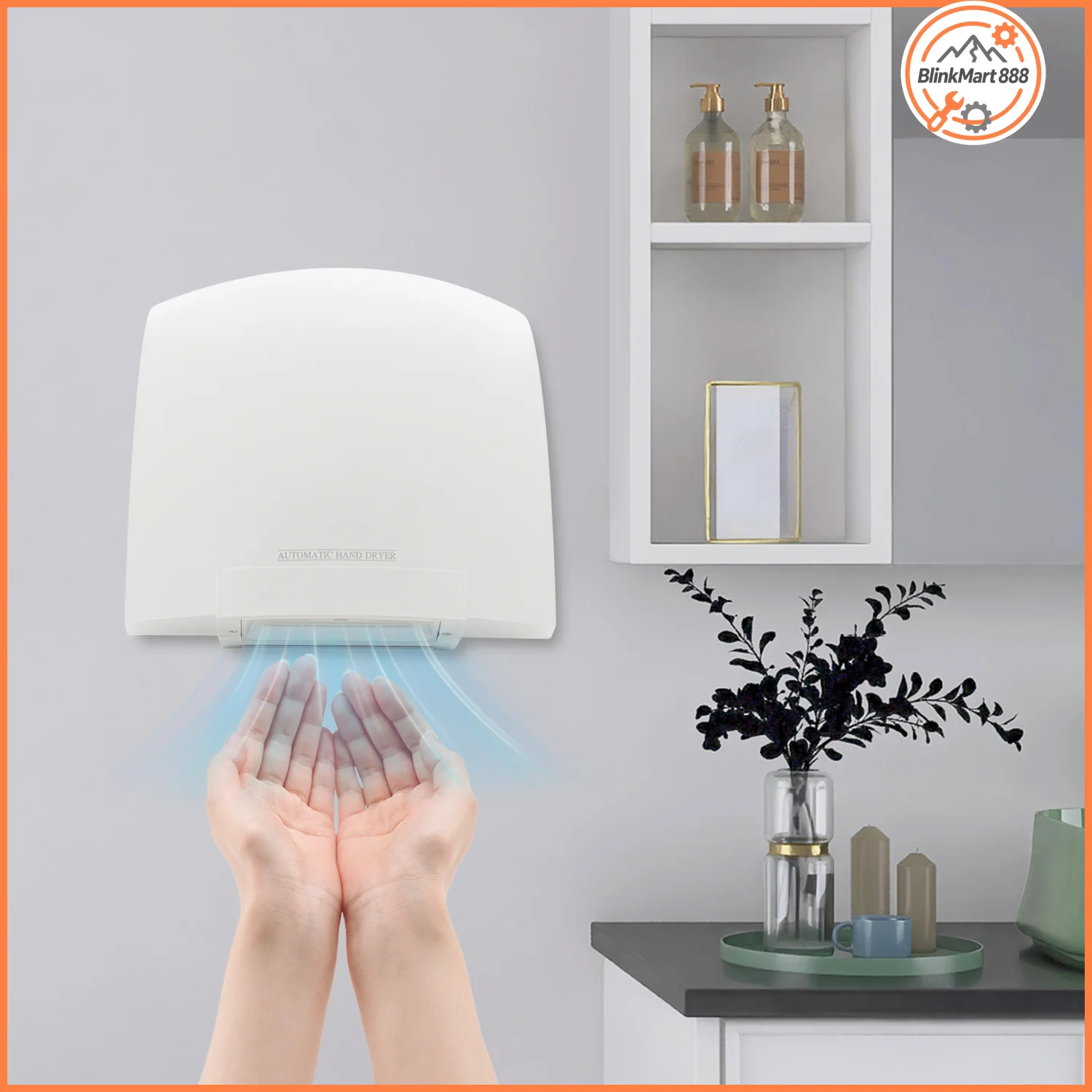 

White Automatic Hand Dryer| 1200W Electric Infrared Induction Hand Blowing Machine for Hotel Household Toilet| Wall Mounted