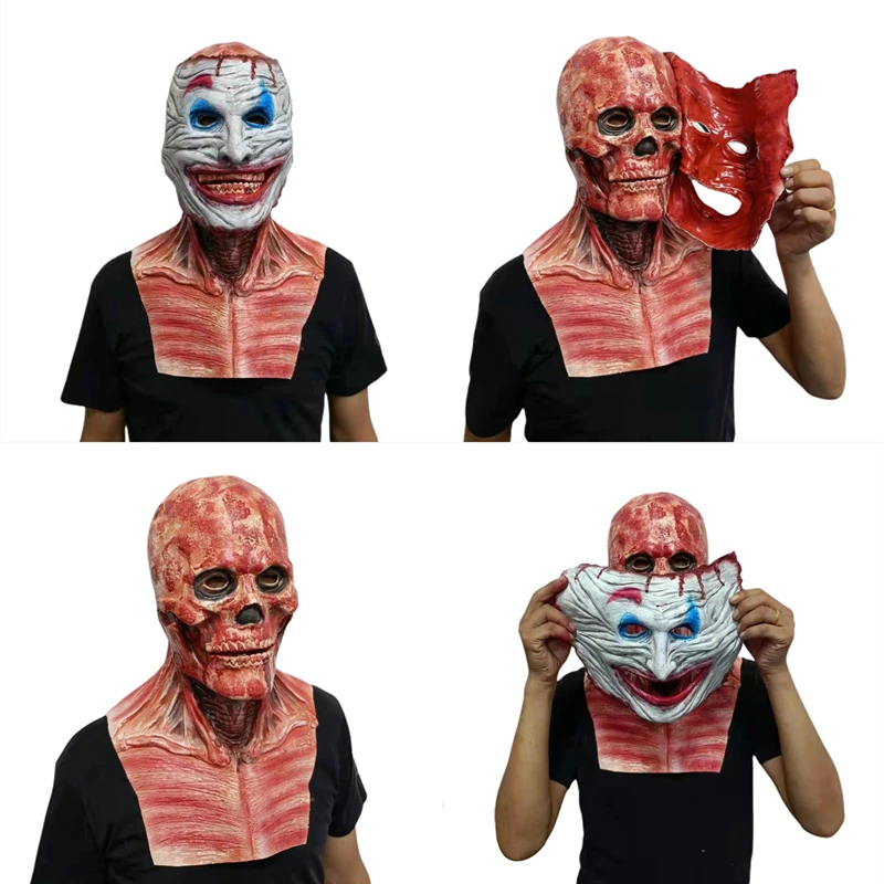 Halloween Double-layer Ripped Mask Bloody Horror Skull Latex Mask Scary cosplay Party Masks mascaras halloween 2022 маска 2023