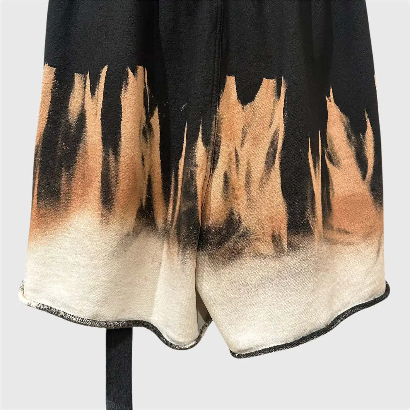 Dark RO Style High Street Elastic Waist Men's Casual Shorts High Street Style Tie Dye Washed Frayed Shorts Hip-hop Style Shorts