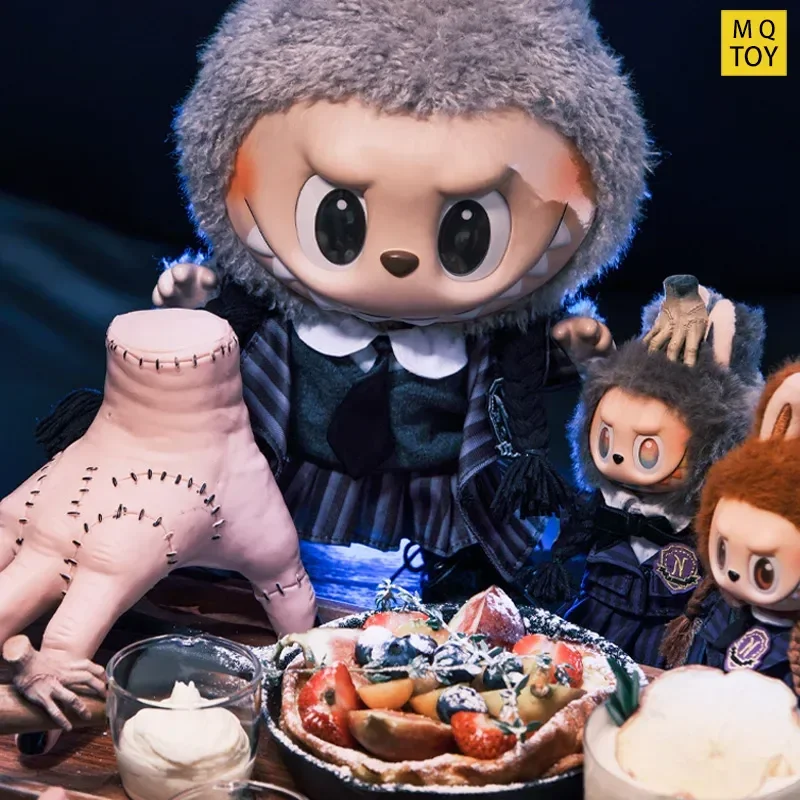 

For Labubu Halloween Clothes Wednesday School Uniform Striped Doll Clothes 17cm 38cm Porcelain Doll Pendant Toy Accessories